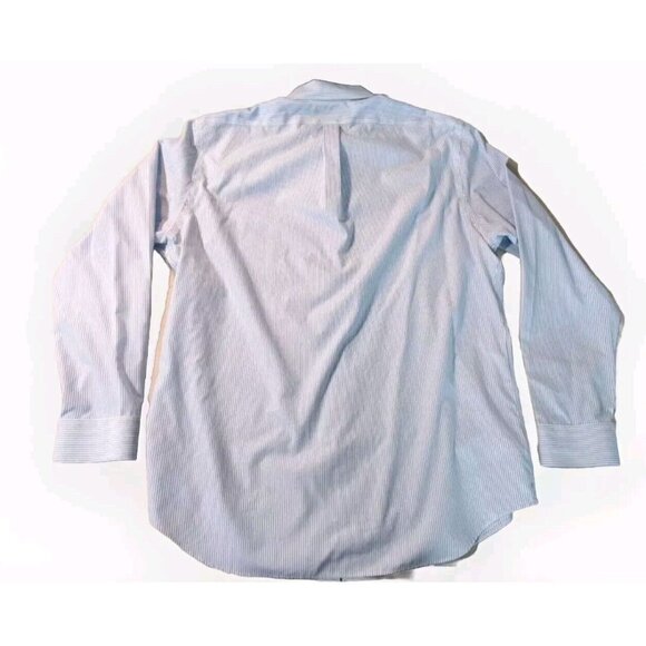 Banana Republic XL 17-17.5 Non Iron Classic Fit Blue Stripe Button Down Shirt - Picture 8 of 9